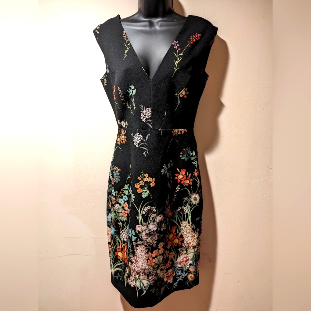 Like new black floral Zara dress size M